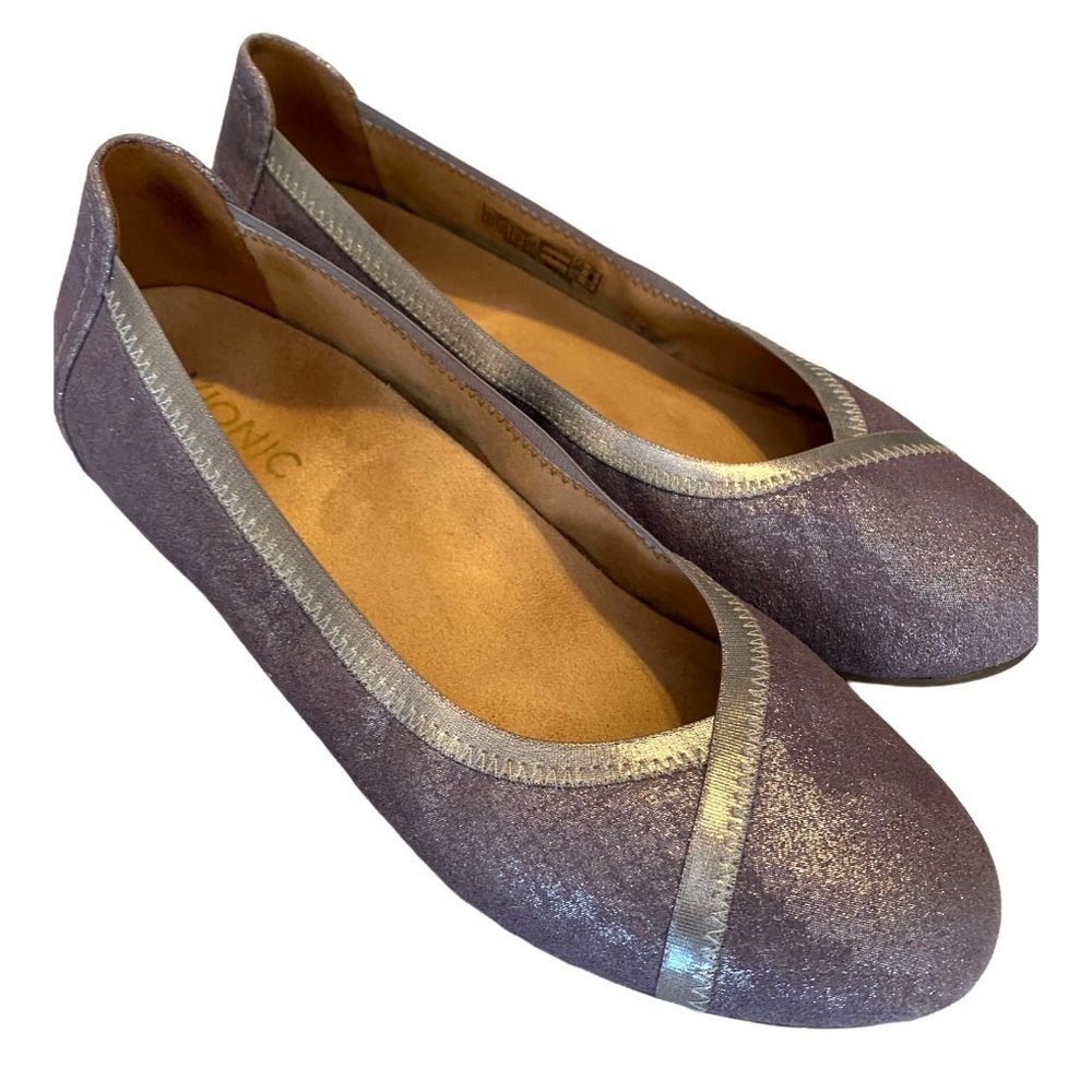 Vionic Caroll balllet flats lavender silver metallic